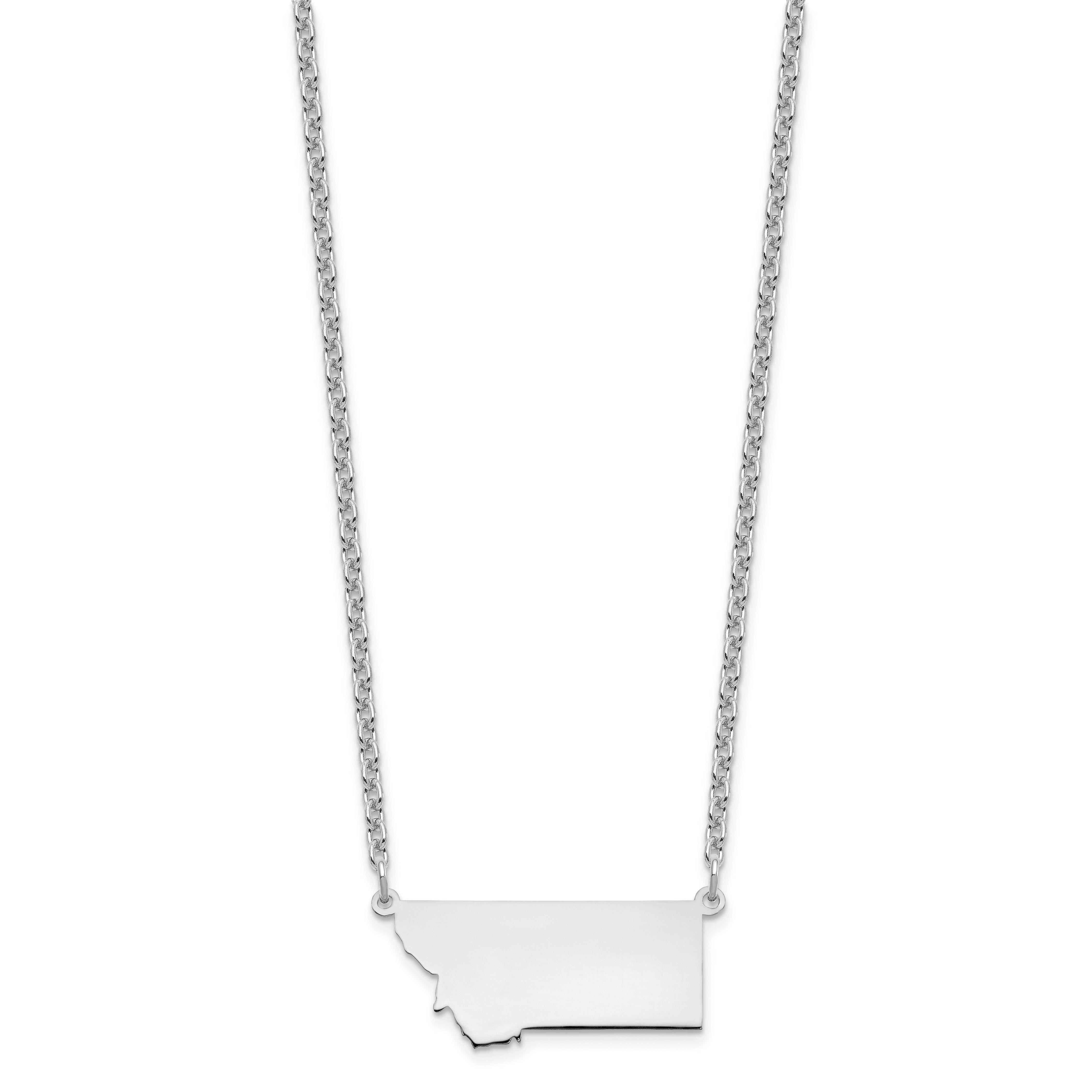 Sterling Silver Silver/Rhodium Plated Montana State Necklace