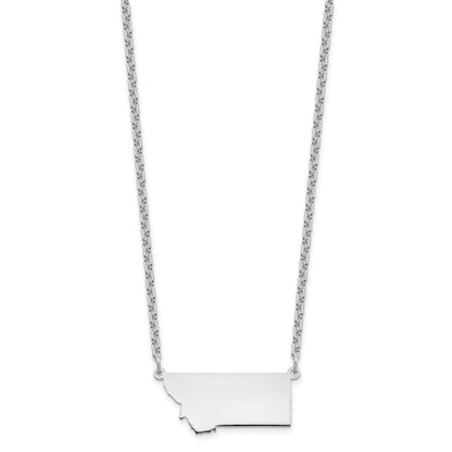 Sterling Silver Silver/Rhodium Plated Montana State Necklace