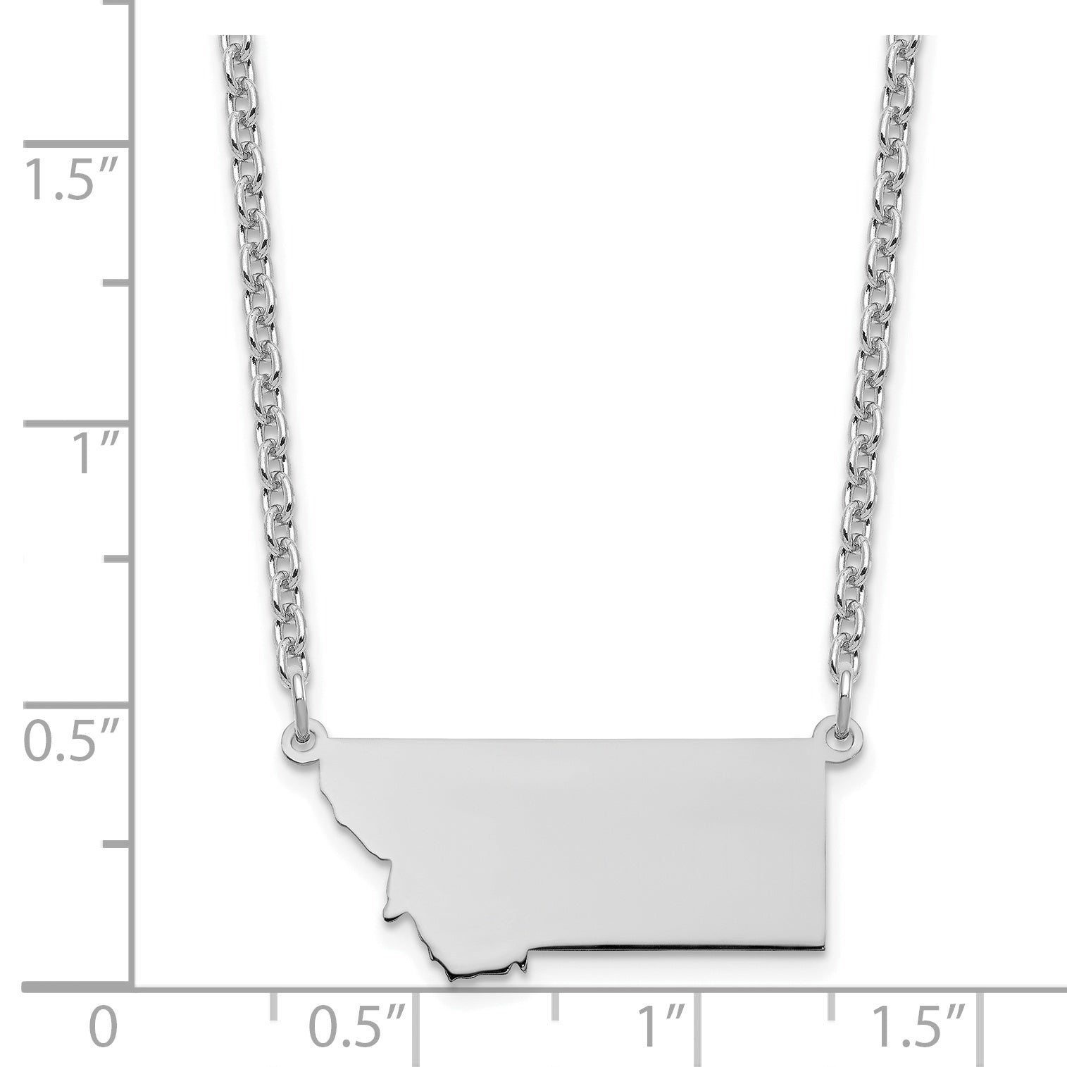 Sterling Silver Silver/Rhodium Plated Montana State Necklace