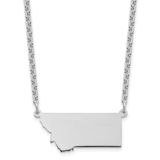 Sterling Silver Silver/Rhodium Plated Montana State Necklace