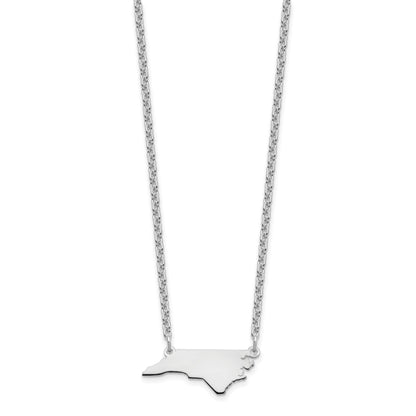 Sterling Silver Silver/Rhodium Plated North Carolina State Necklace
