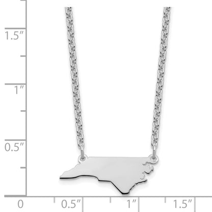 Sterling Silver Silver/Rhodium Plated North Carolina State Necklace
