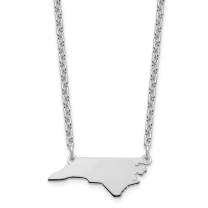 Sterling Silver Silver/Rhodium Plated North Carolina State Necklace