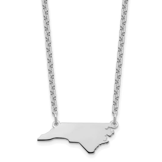 Sterling Silver Silver/Rhodium Plated North Carolina State Necklace