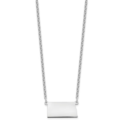 Sterling Silver Silver/Rhodium Plated North Dakota State Necklace