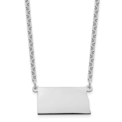 Sterling Silver Silver/Rhodium Plated North Dakota State Necklace
