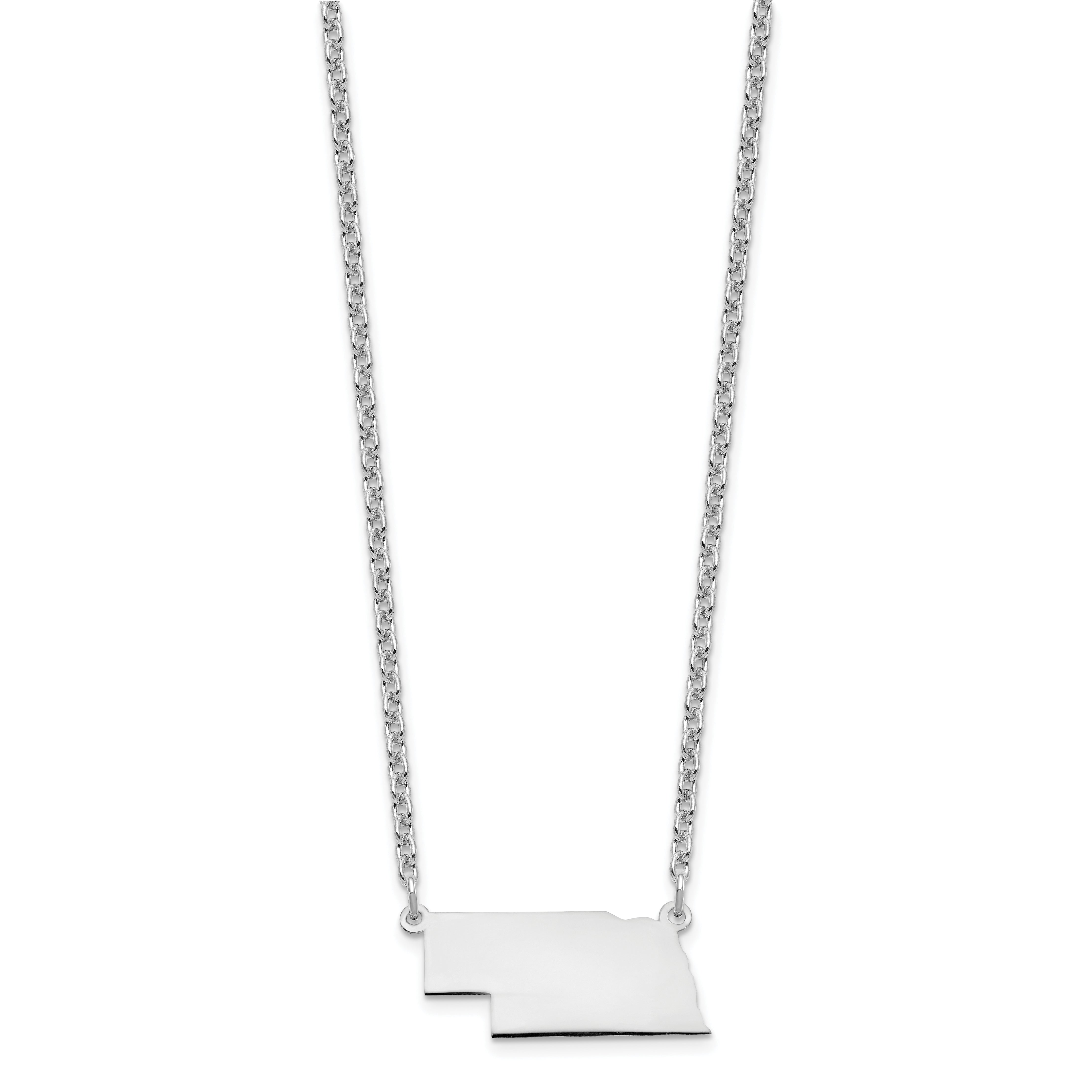 Sterling Silver Silver/Rhodium Plated Nebraska State Necklace