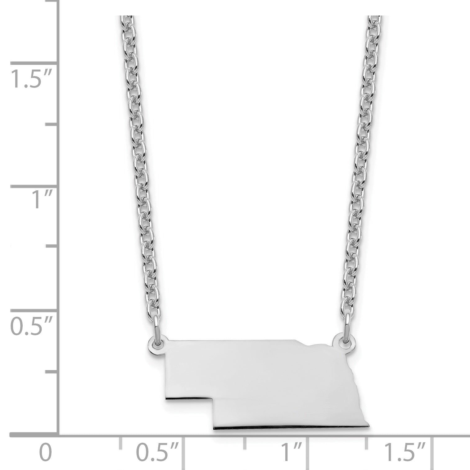 Sterling Silver Silver/Rhodium Plated Nebraska State Necklace