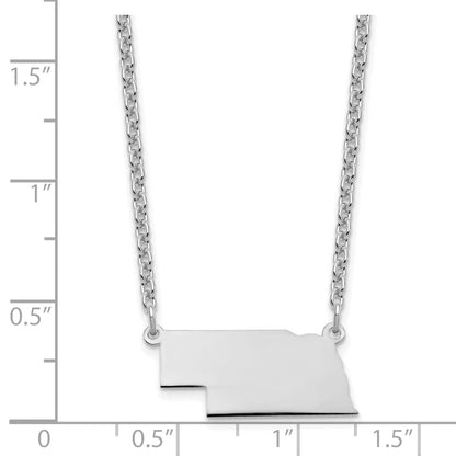 Sterling Silver Silver/Rhodium Plated Nebraska State Necklace