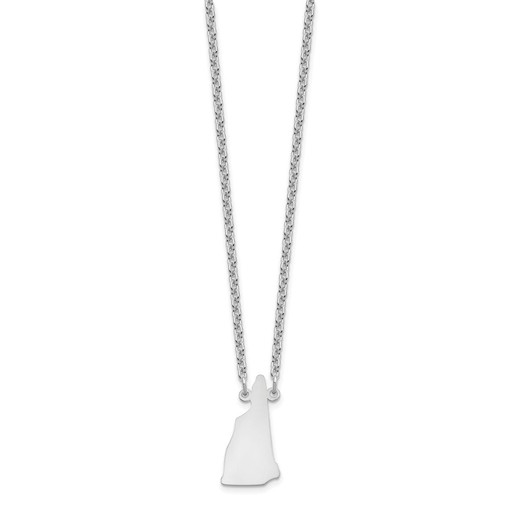 Sterling Silver Silver/Rhodium Plated New Hampshire State Necklace