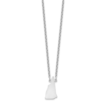 Sterling Silver Silver/Rhodium Plated New Hampshire State Necklace