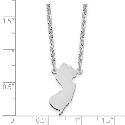 Sterling Silver Silver/Rhodium Plated New Jersey State Necklace