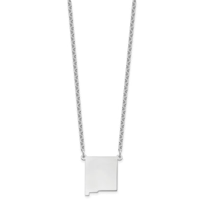 Sterling Silver Silver/Rhodium Plated New Mexico State Necklace