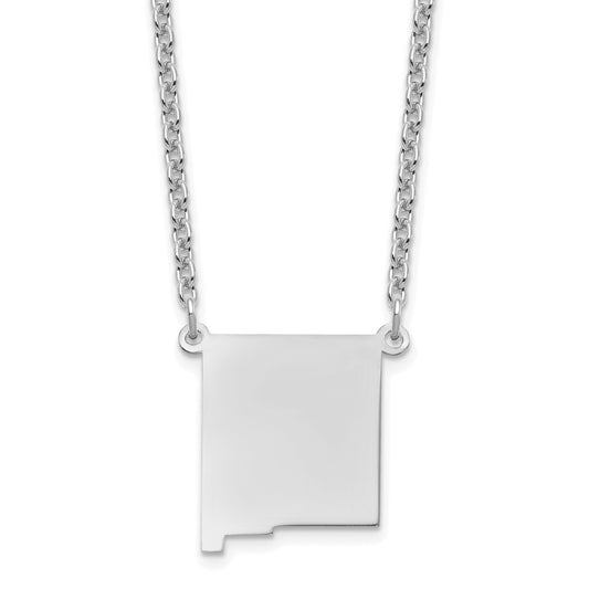 Sterling Silver Silver/Rhodium Plated New Mexico State Necklace