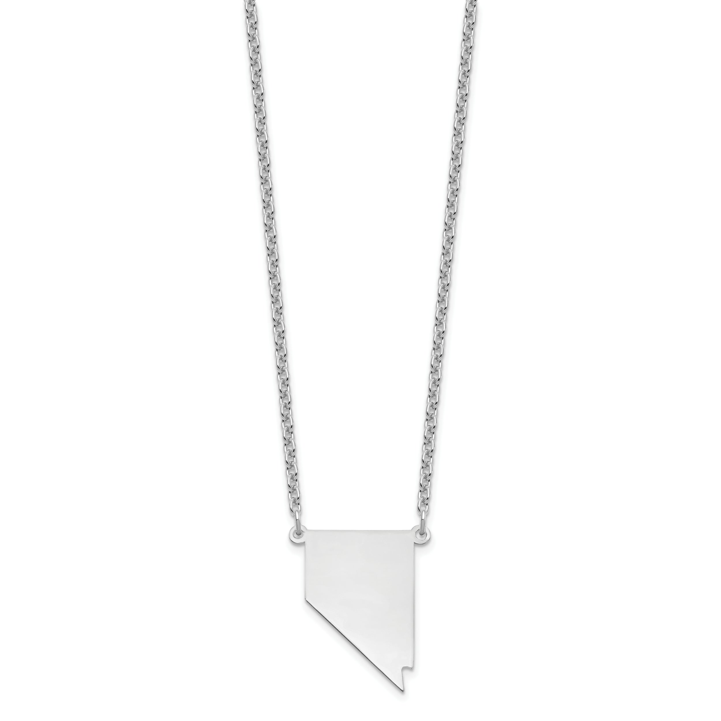 Sterling Silver Silver/Rhodium Plated Nevada State Necklace