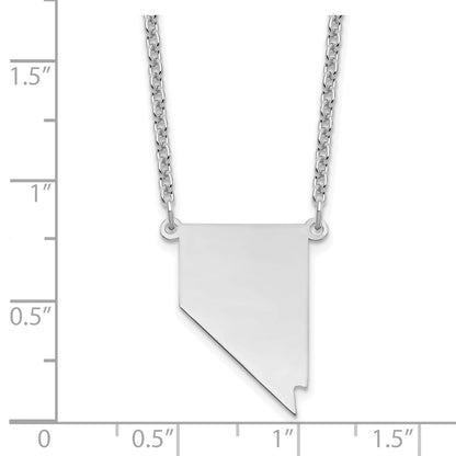 Sterling Silver Silver/Rhodium Plated Nevada State Necklace