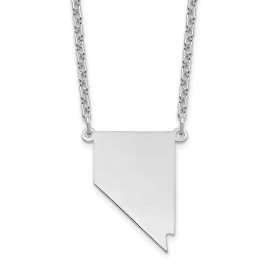 Sterling Silver Silver/Rhodium Plated Nevada State Necklace