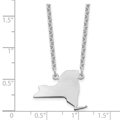 Sterling Silver Silver/Rhodium Plated New York State Necklace
