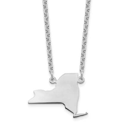 Sterling Silver Silver/Rhodium Plated New York State Necklace