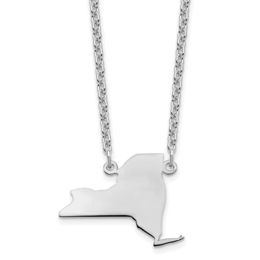 Sterling Silver Silver/Rhodium Plated New York State Necklace