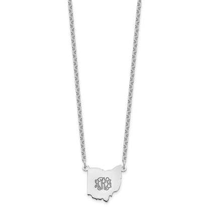 Sterling Silver Silver/Rhodium Plated Ohio State Necklace