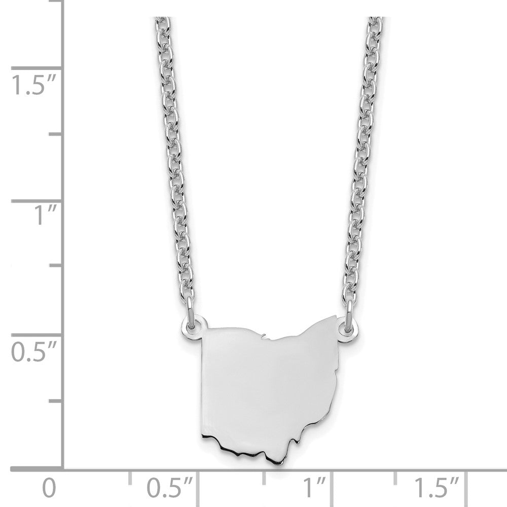 Sterling Silver Silver/Rhodium Plated Ohio State Necklace