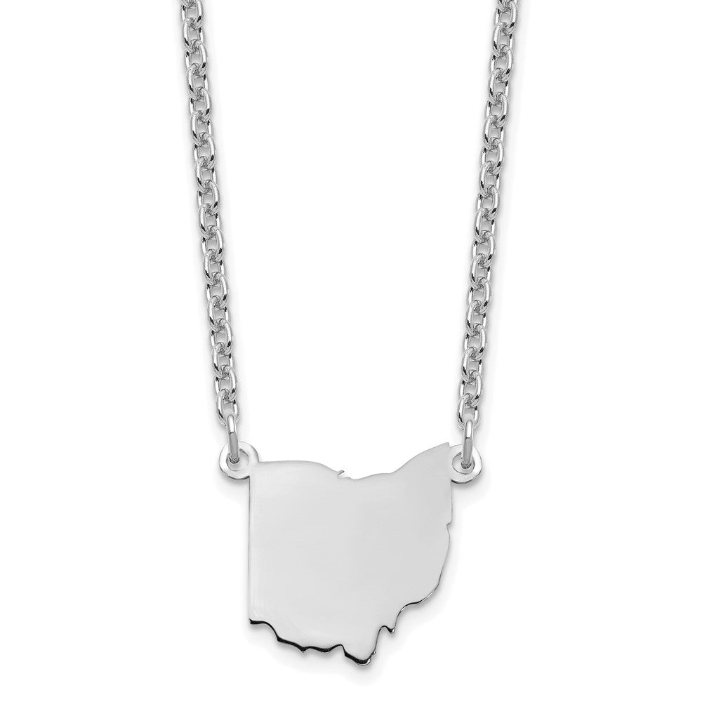Sterling Silver Silver/Rhodium Plated Ohio State Necklace