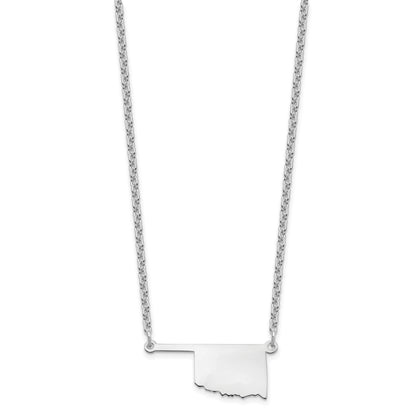 Sterling Silver Silver/Rhodium Plated Oklahoma State Necklace
