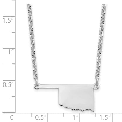 Sterling Silver Silver/Rhodium Plated Oklahoma State Necklace