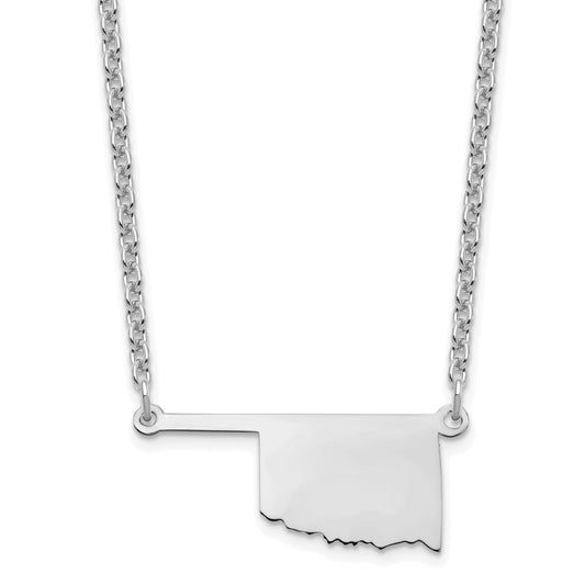Sterling Silver Silver/Rhodium Plated Oklahoma State Necklace