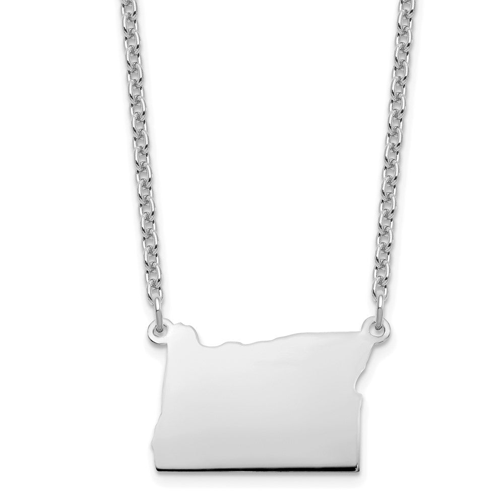 Sterling Silver Silver/Rhodium Plated Oregon State Necklace