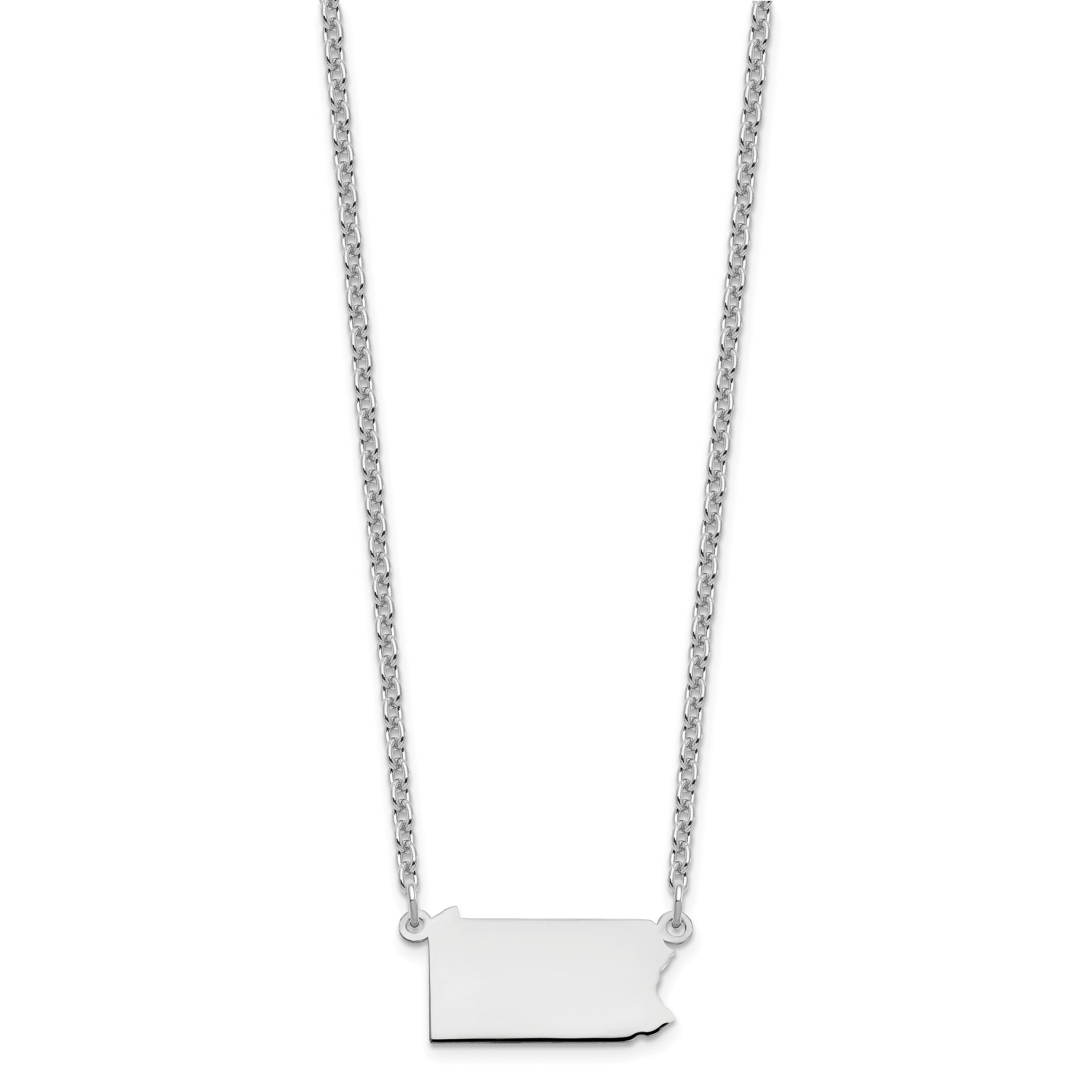 Sterling Silver Silver/Rhodium Plated Pennsylvania State Necklace