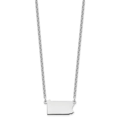 Sterling Silver Silver/Rhodium Plated Pennsylvania State Necklace