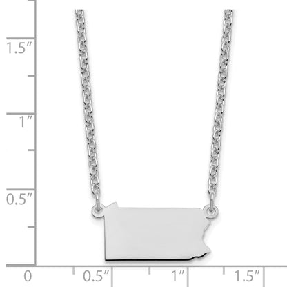Sterling Silver Silver/Rhodium Plated Pennsylvania State Necklace