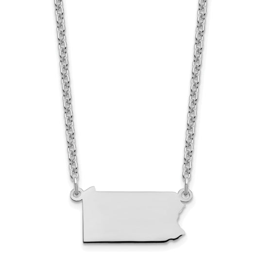 Sterling Silver Silver/Rhodium Plated Pennsylvania State Necklace