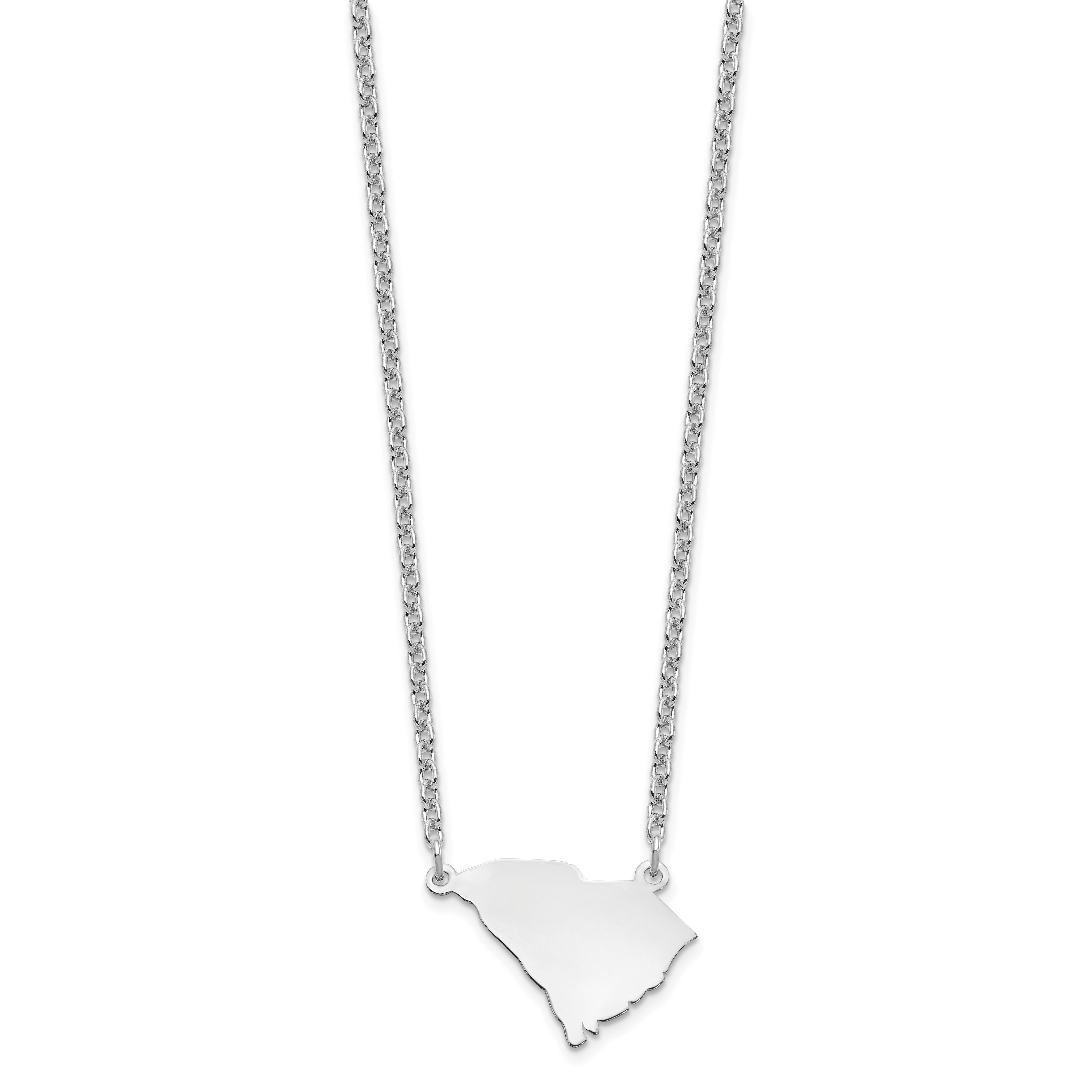 Sterling Silver Silver/Rhodium Plated South Carolina State Necklace