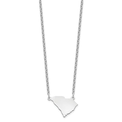 Sterling Silver Silver/Rhodium Plated South Carolina State Necklace
