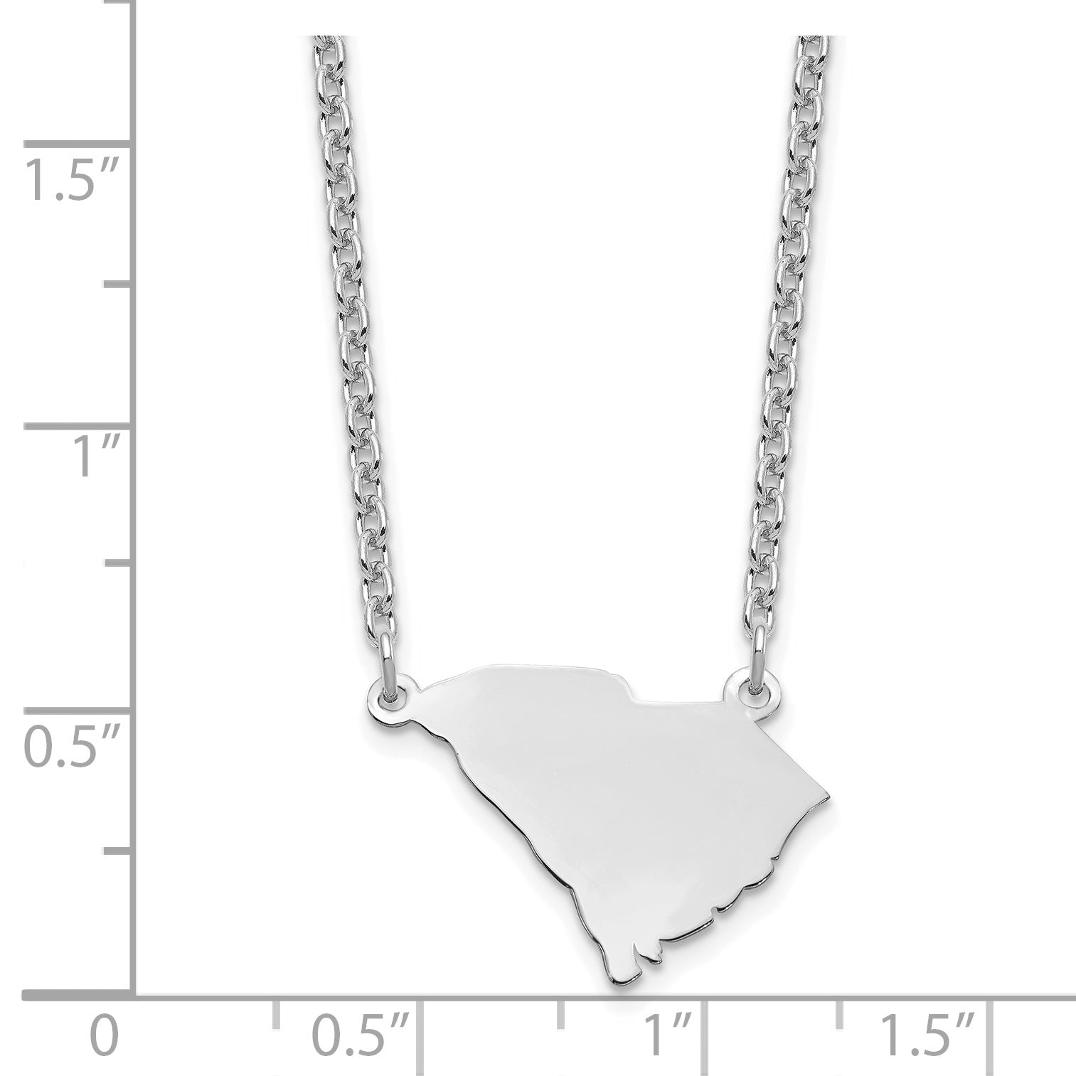 Sterling Silver Silver/Rhodium Plated South Carolina State Necklace