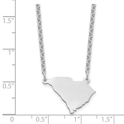 Sterling Silver Silver/Rhodium Plated South Carolina State Necklace