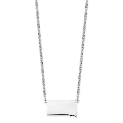 Sterling Silver Silver/Rhodium Plated South Dakota State Necklace