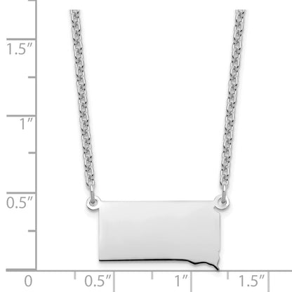 Sterling Silver Silver/Rhodium Plated South Dakota State Necklace