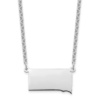 Sterling Silver Silver/Rhodium Plated South Dakota State Necklace