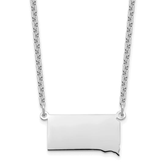 Sterling Silver Silver/Rhodium Plated South Dakota State Necklace