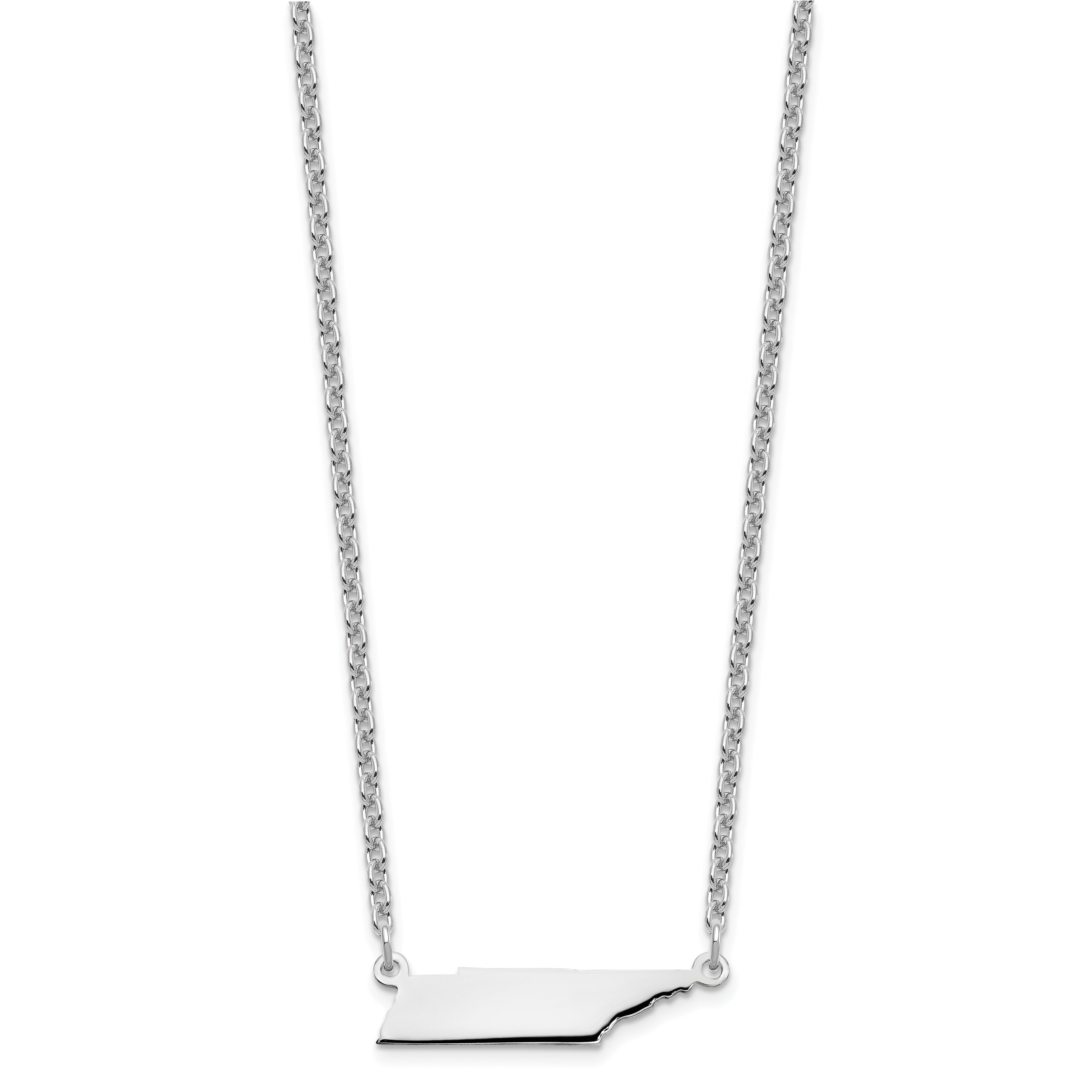 Sterling Silver Silver/Rhodium Plated Tennessee State Necklace