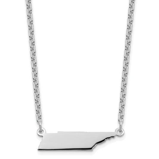 Sterling Silver Silver/Rhodium Plated Tennessee State Necklace