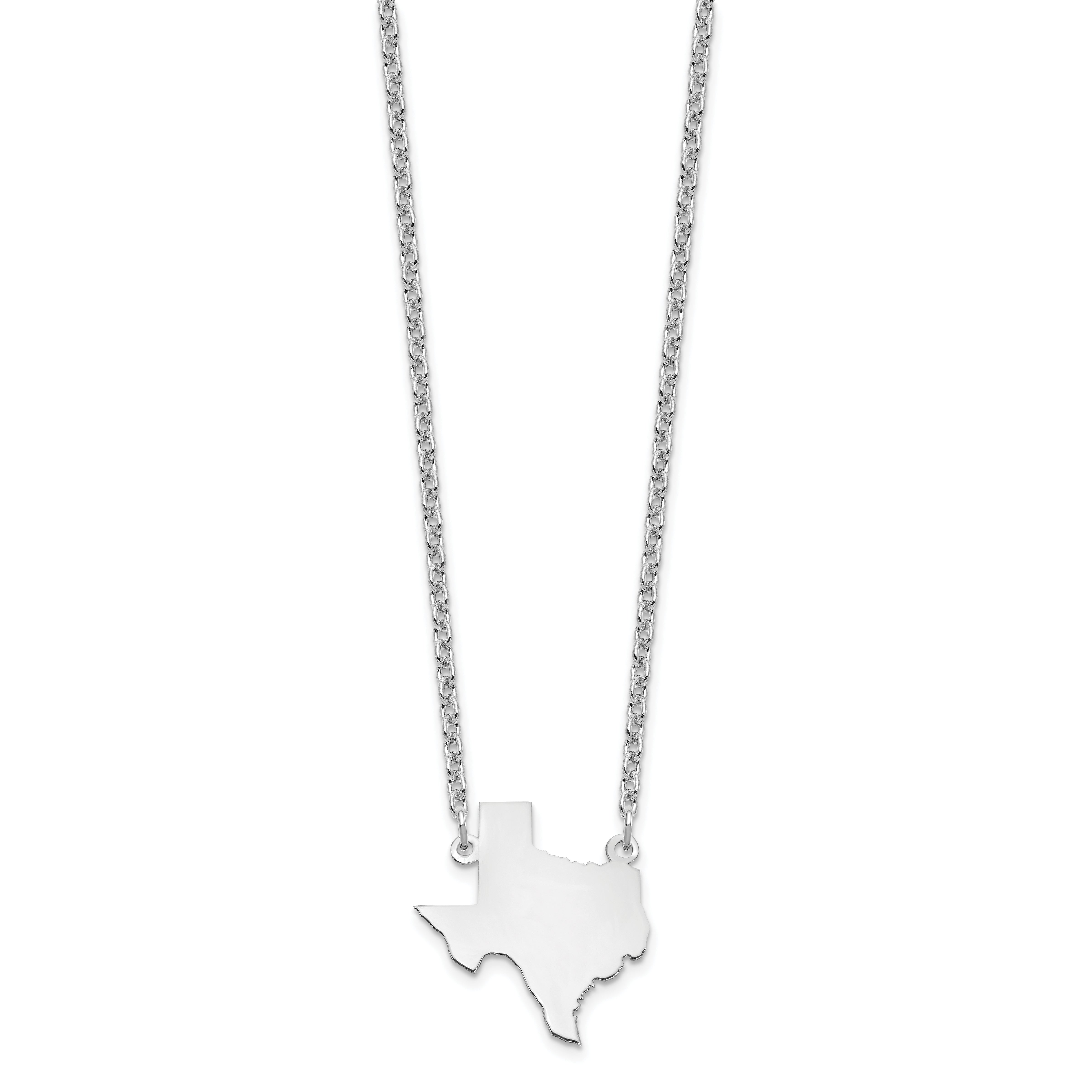 Sterling Silver Silver/Rhodium Plated Texas State Necklace