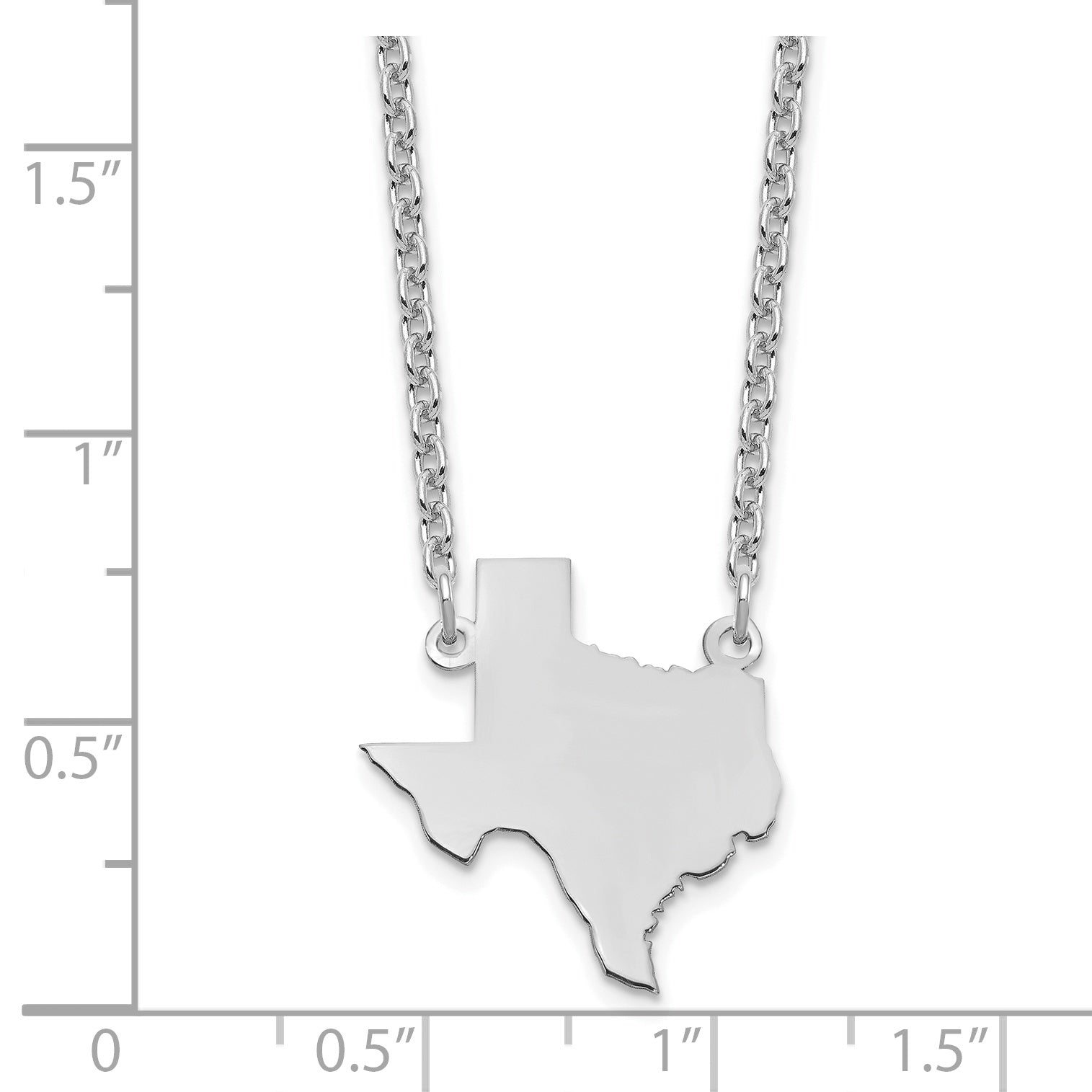 Sterling Silver Silver/Rhodium Plated Texas State Necklace