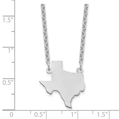 Sterling Silver Silver/Rhodium Plated Texas State Necklace