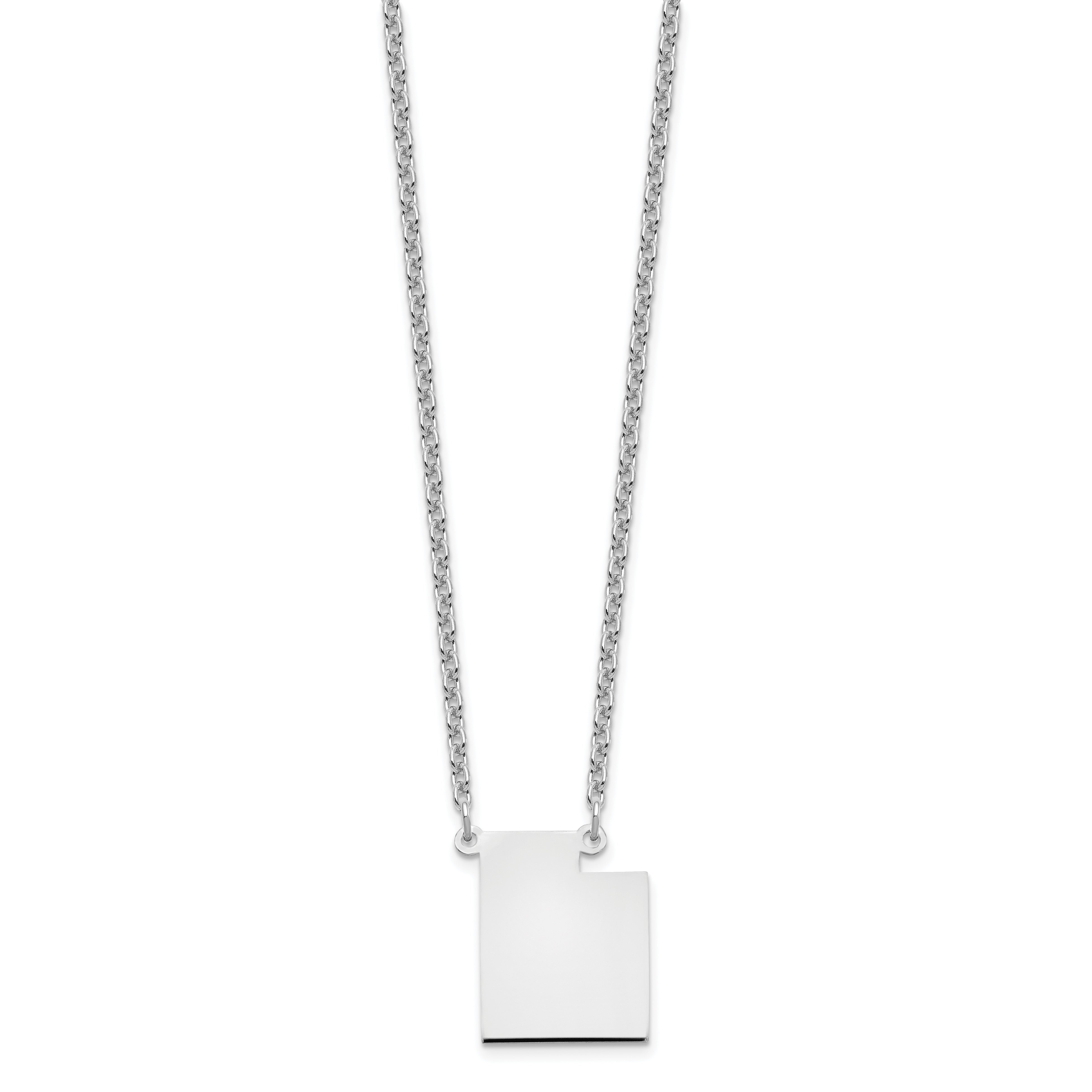 Sterling Silver Silver/Rhodium Plated Utah State Necklace