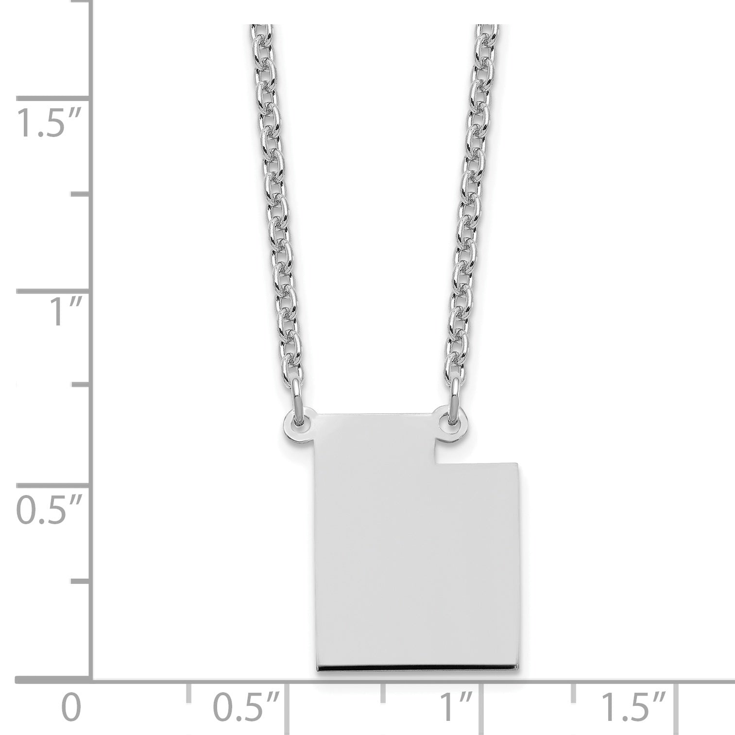Sterling Silver Silver/Rhodium Plated Utah State Necklace